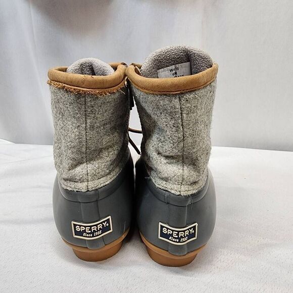 Sperry Women's 6 Top-Sider Saltwater Emboss Wool Duck Boot Grey - Picture 4 of 10